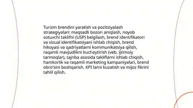 Turizmda marketing tamoyillarini takomillashtirish 4