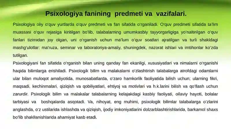 Psixologiyaning fanlar tizimidagi o‘rni 4