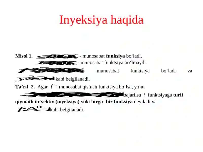 Akslantirishlar va funksiyalar 4