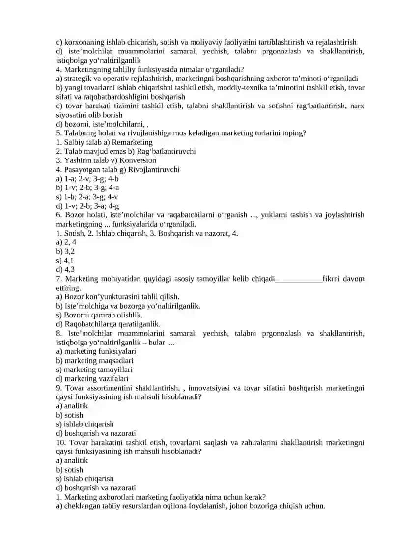 Marketing fani ilk bor amaliy-ilmiy fan sifatida qachon va qayerda o‘qitila boshlandi? 4