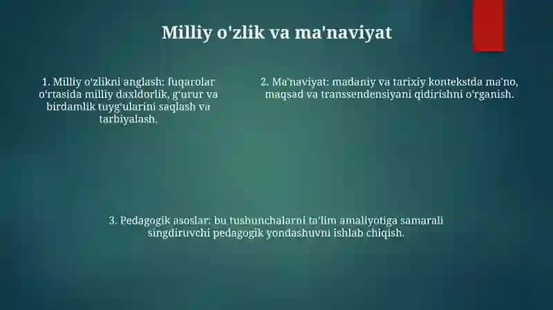 "Milliy GʻOya, MaʼNaviyatning Pedagogik Asoslari" Fanining Maqsad Va Vazifalar 4