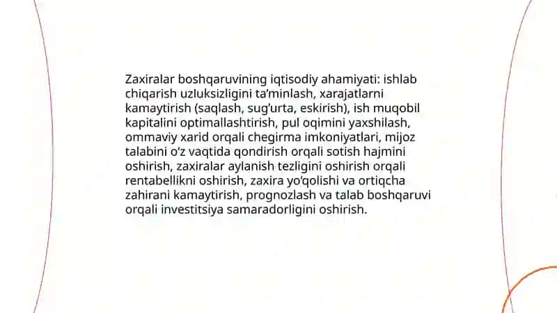 Zaxiralarni boshqarishning maqsadi,ahamiyati va vazifalari 4