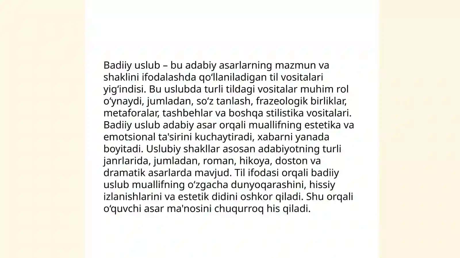 Badiiy uslub va uning o’ziga xos til xususiyatlari 4