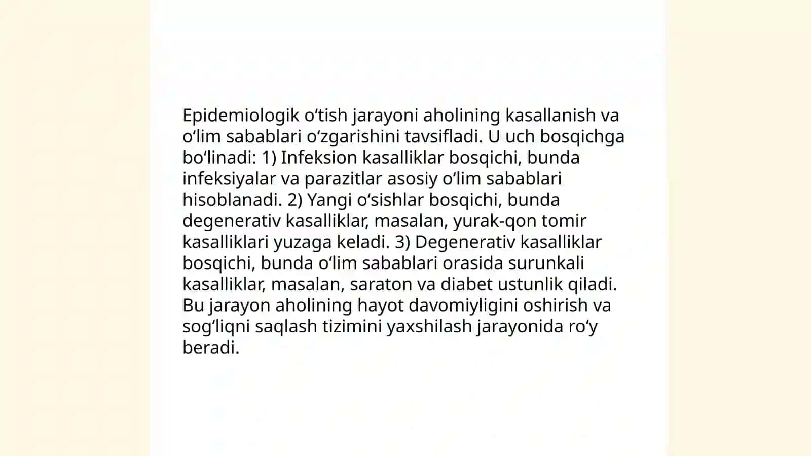 Dunyo aholisi ólimi sabablari va epidemiologik ótish 4