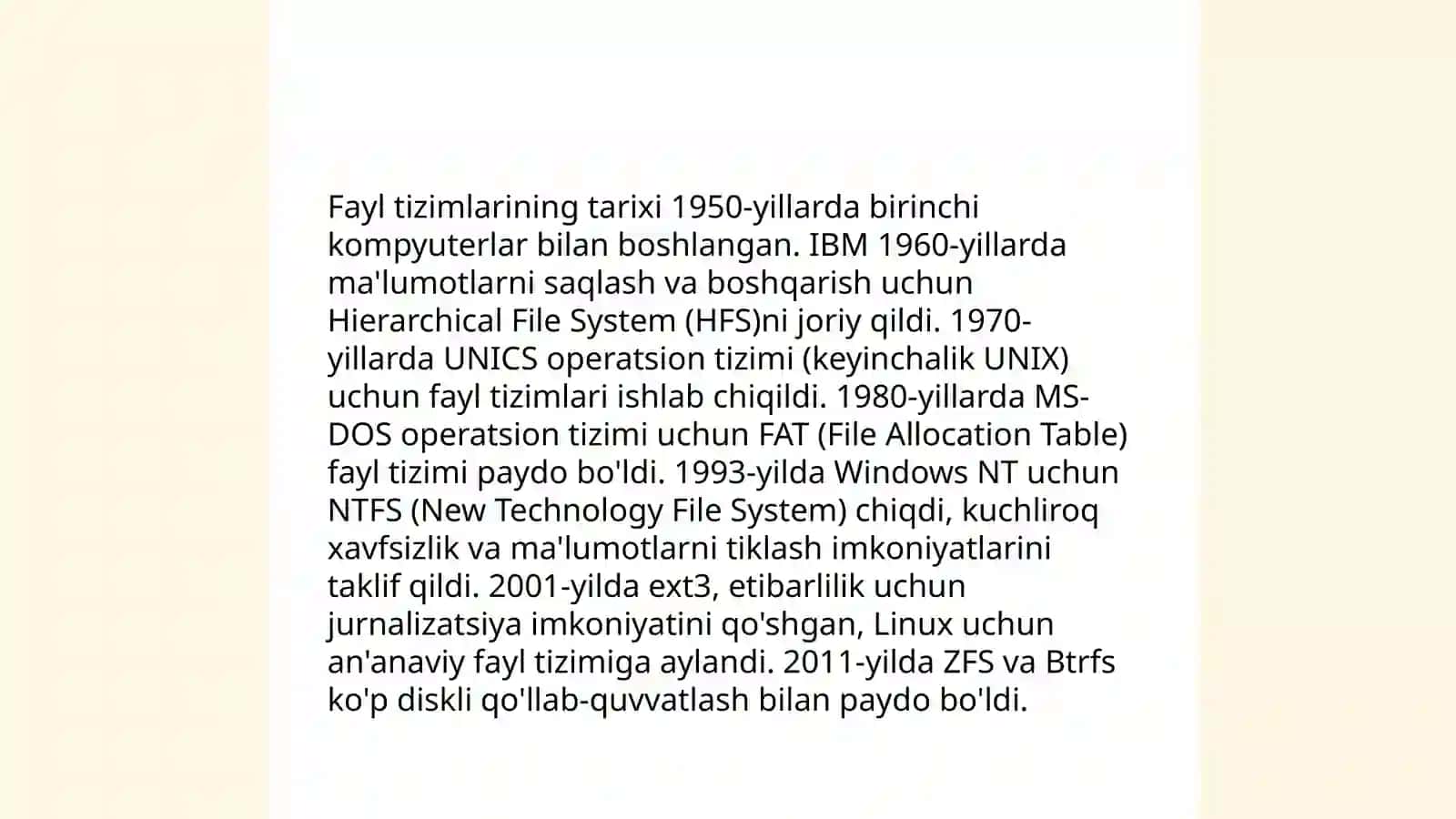 Fayl tizimlari va ularning tuzilishi 4