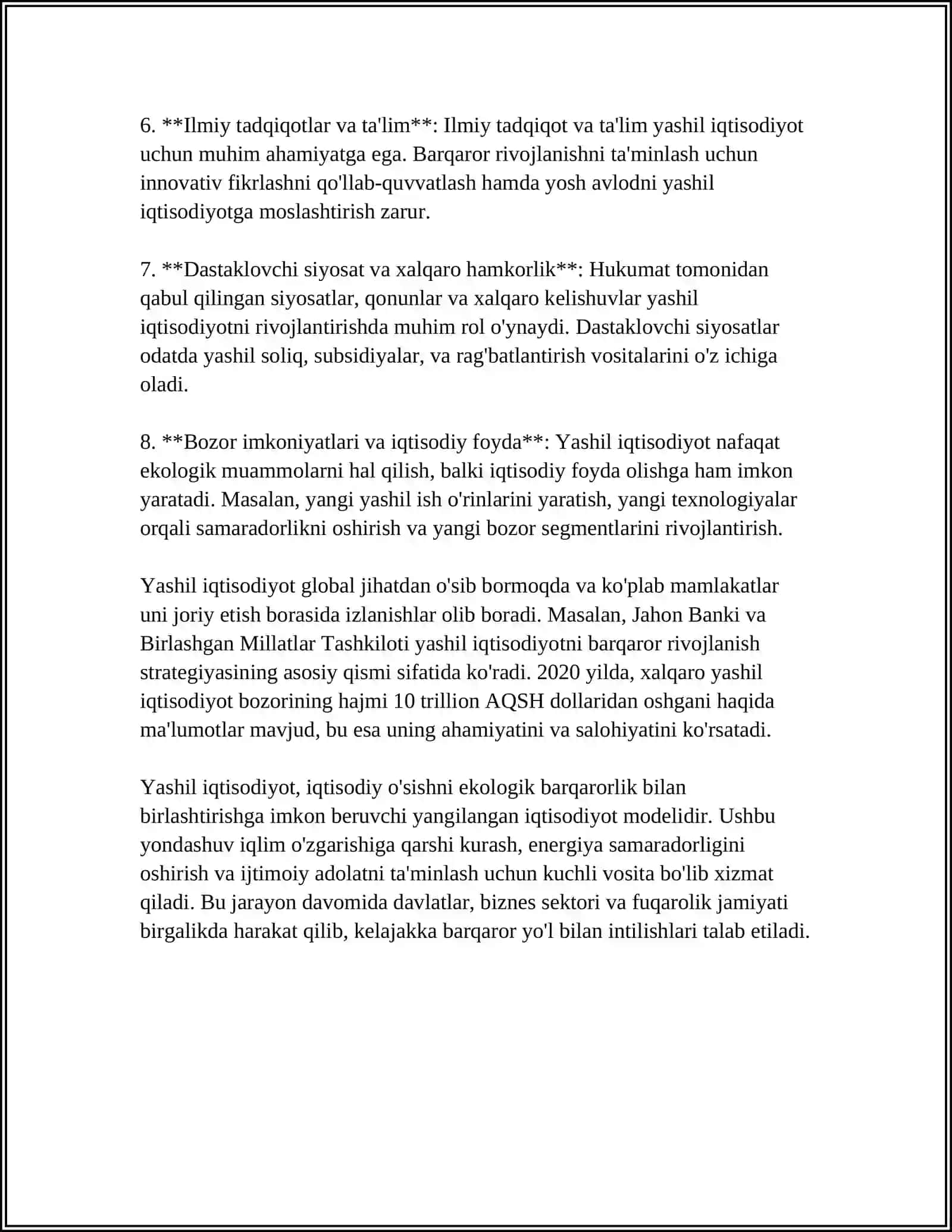 YASHIL IQTISODIYOT KONSEPSIYASI MOHIYATI VA RIVOJLANISH BOSQICHLARI 4
