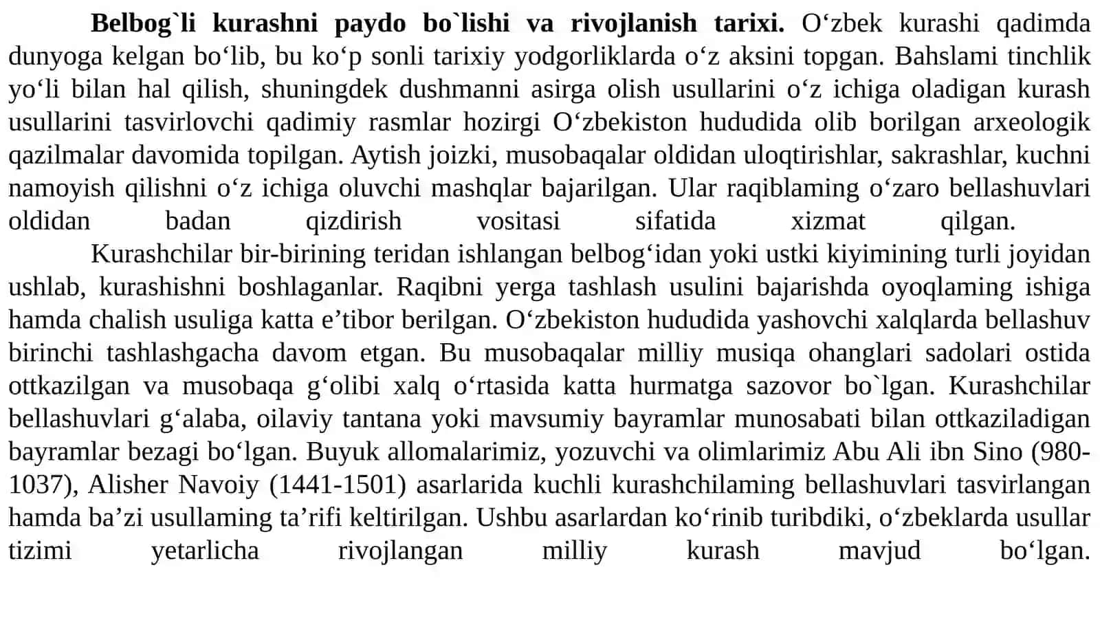 Milliy kurash va belbog‘li kurashi rivojlanish tarixi 4