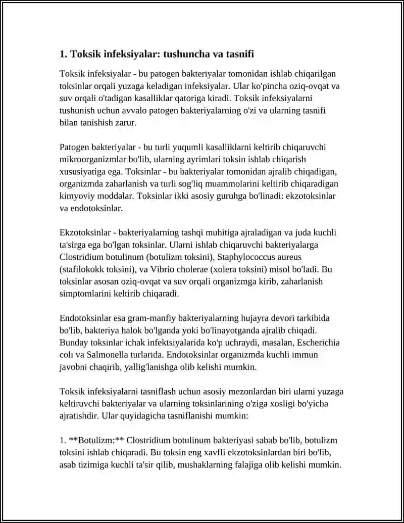 PATOGEN BAKTERIYALAR KELTIRIB CHIQARADIGON TOKSIK INFEKTSIYALAR 4