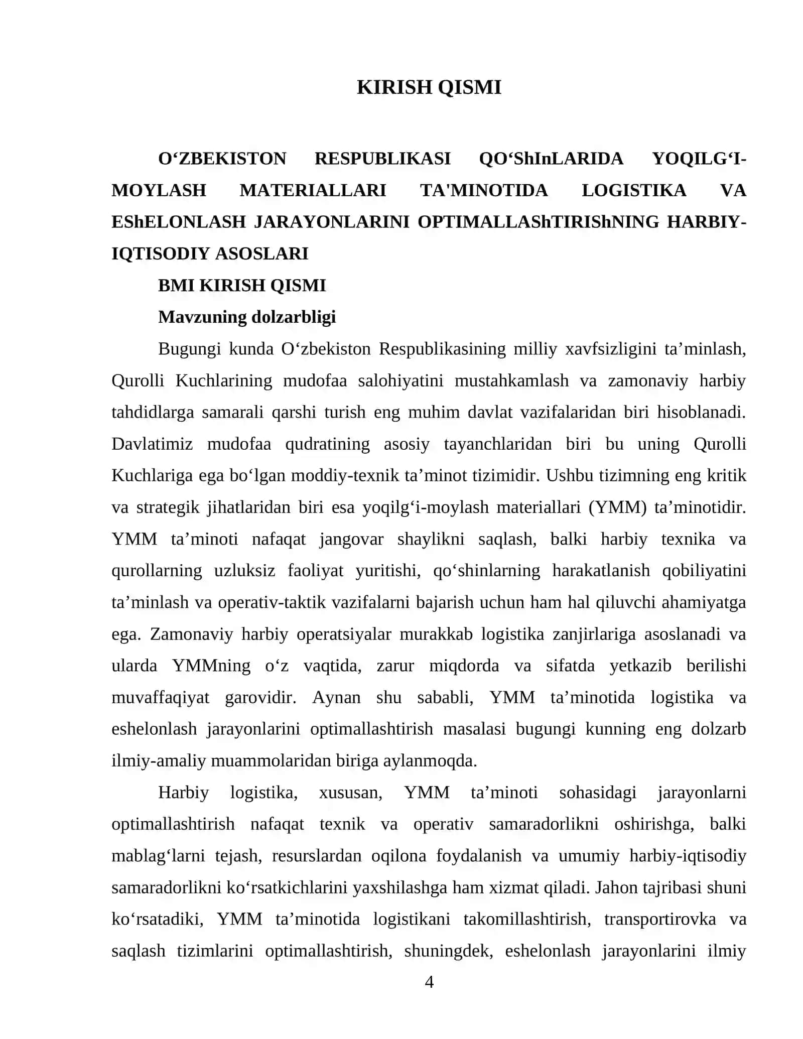 Yoqilgʻi-moylash materiallari ta'minotida logistika va eshelonlash jarayonlarini optimallashtirish 4