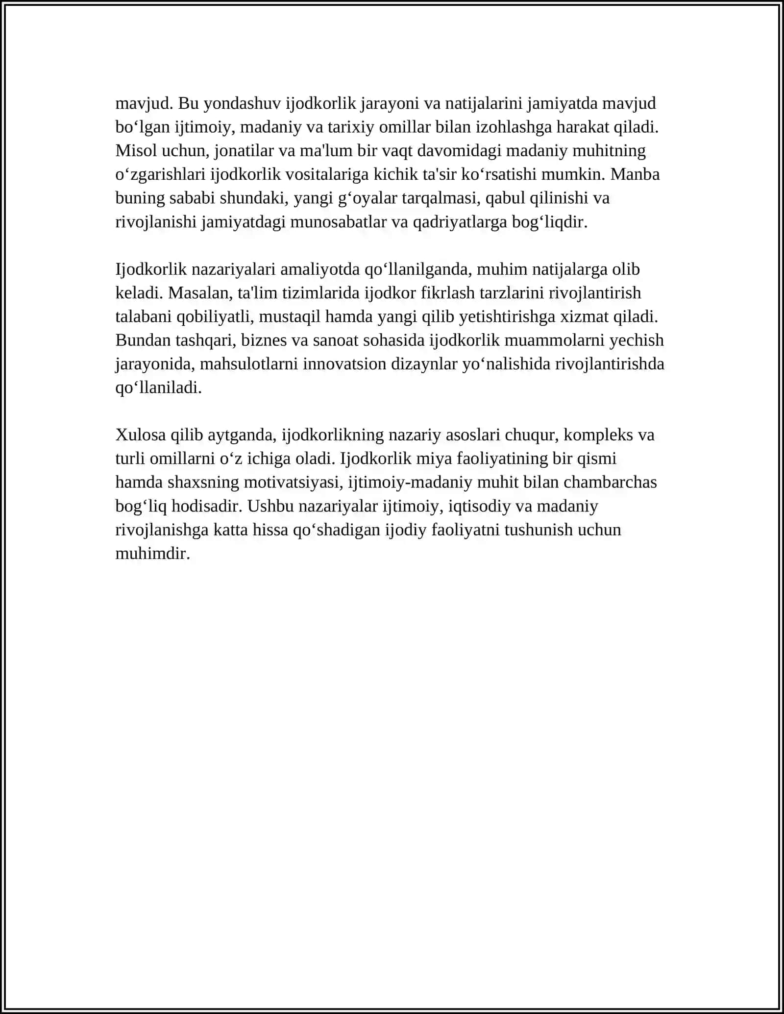 SAHNALASHTIRISH FAOLIYATI JARAYONIDA BOLALARDA IJODKORLIKNI RIVOJLANTIRISHNING OZIGA XOSLIGI 4