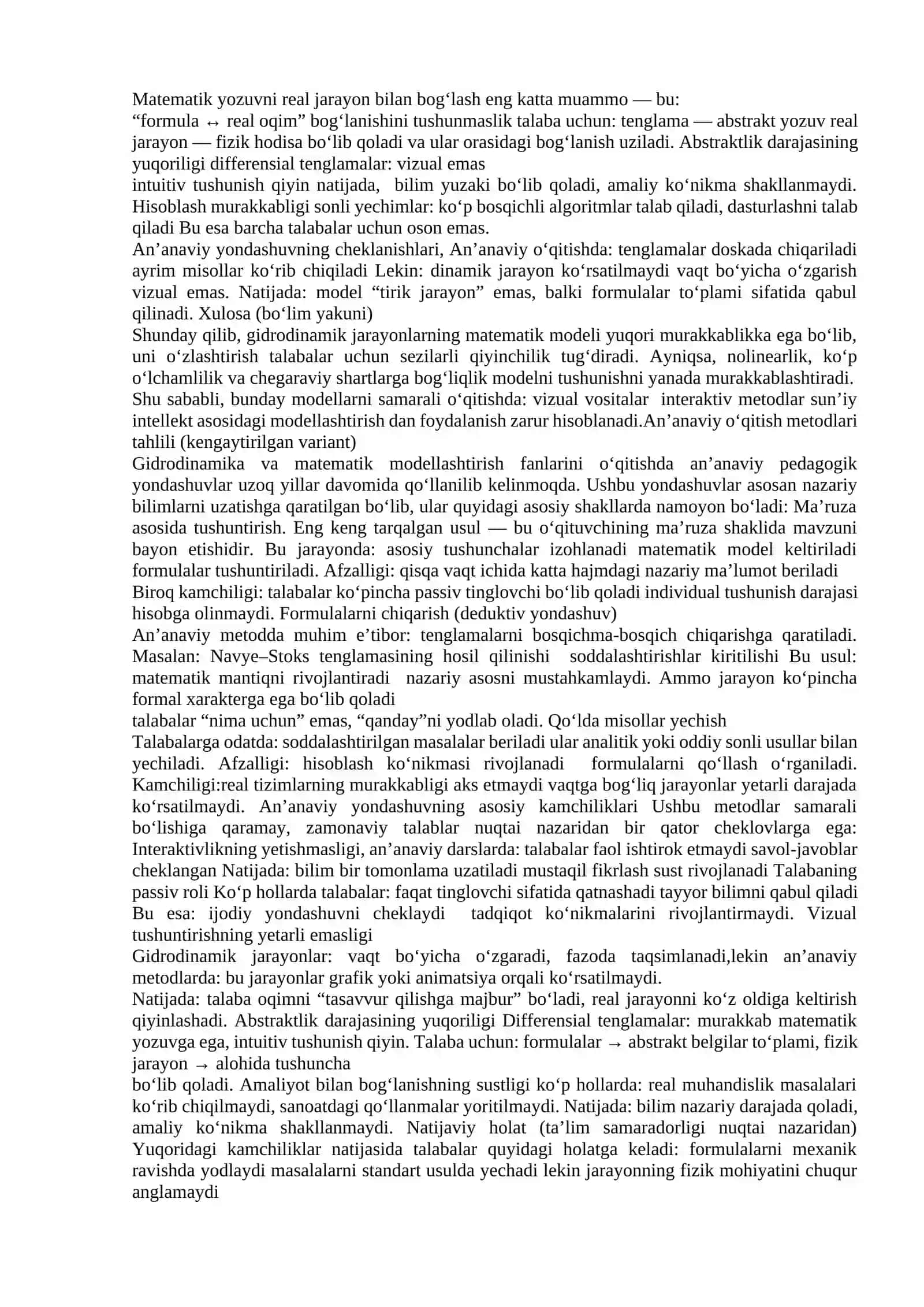 SUN’IY INTELLEKT ASOSIDA GIDRODINAMIK JARAYONLARNI MODELLASHTIRISHNI TA’LIM TIZIMIDA QO‘LLASH 4