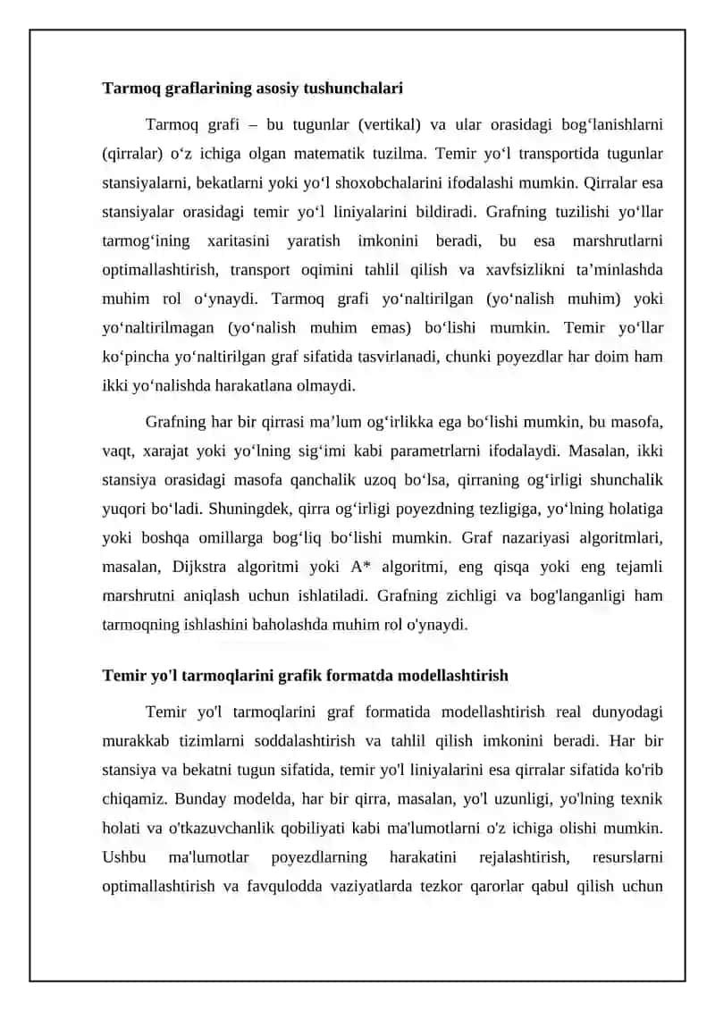 Temir yoʻl transportida tarmoq grafikasi tushunchasi 4