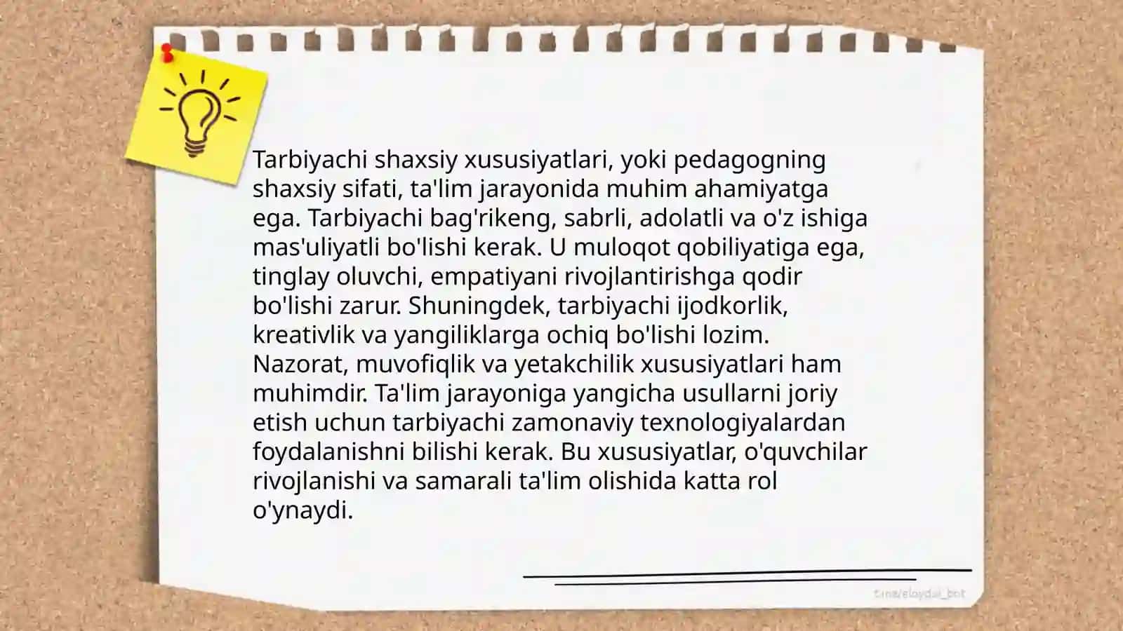 Tarbyachining kasbi va shahsi sifatlari 4