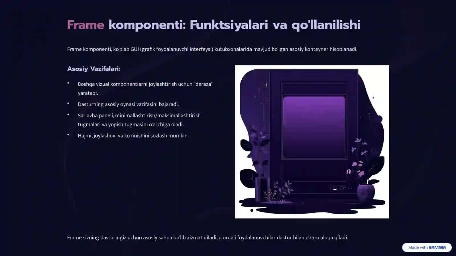 Dasturlash Asoslari: Komponentlarning xossalari 4