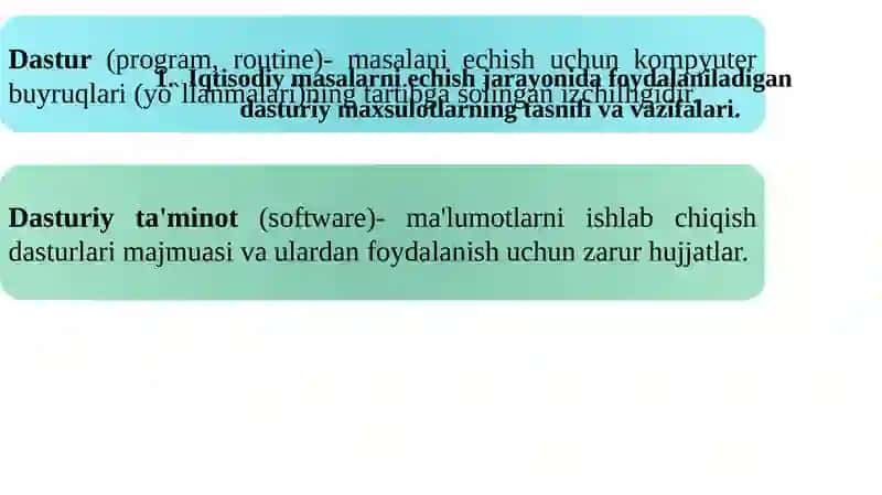 IQTISODIYOTDA FOYDALANILADIGAN DASTURIY MAHSULOTLAR 4