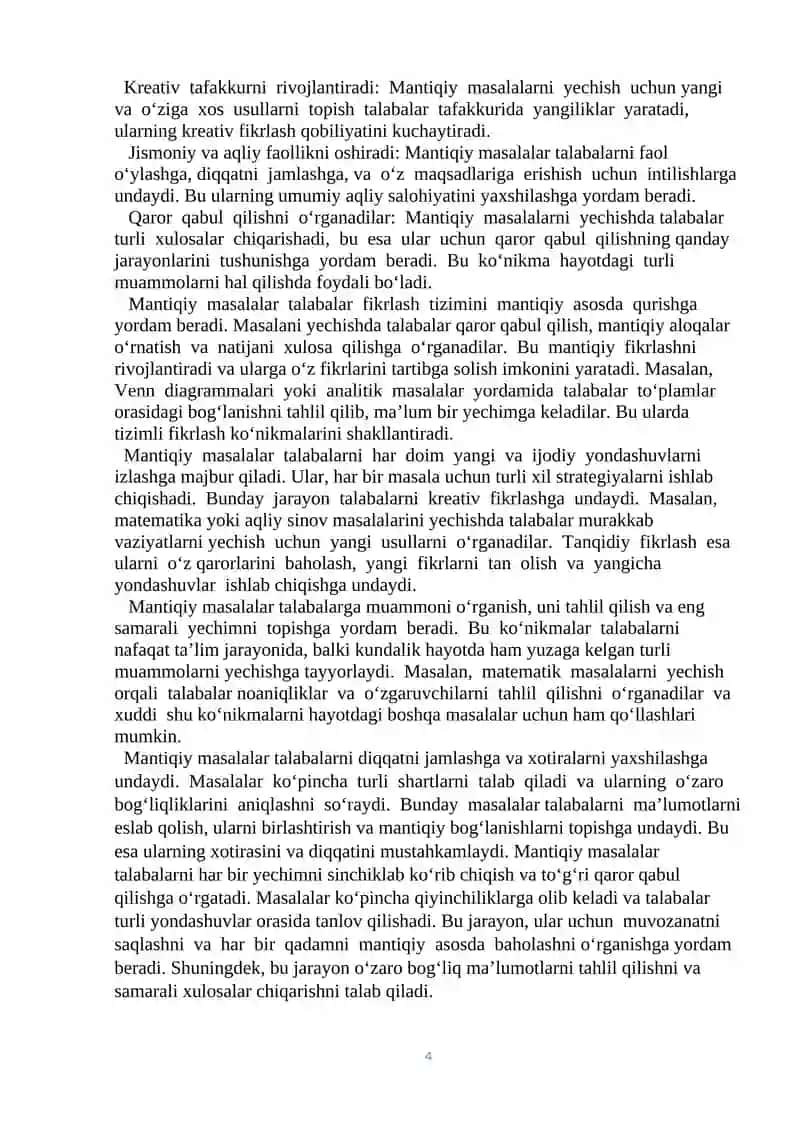 Masalalar yechish metodikasi 4