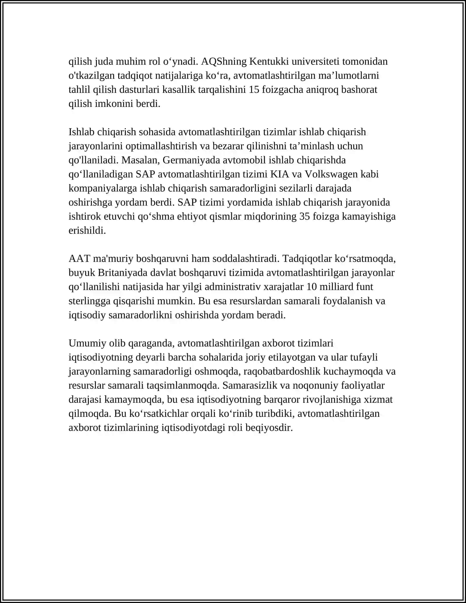 Avtomatlashtirilgan axborot tizimlari iqtisodiyotda 4