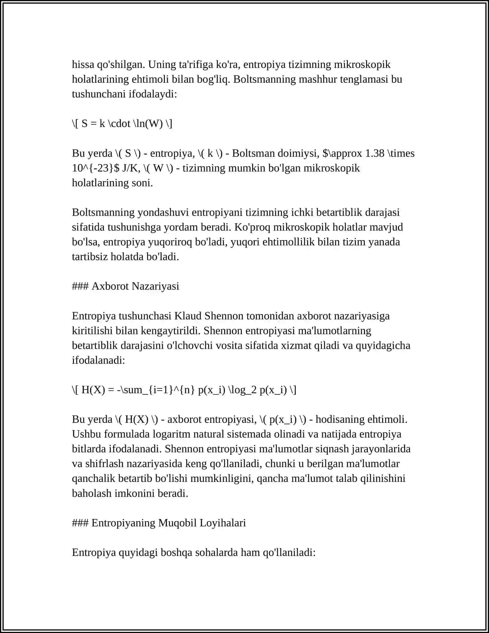 NISBIY ENTROPIYA VA XABARLARNING ORTIQCHALIGI 4