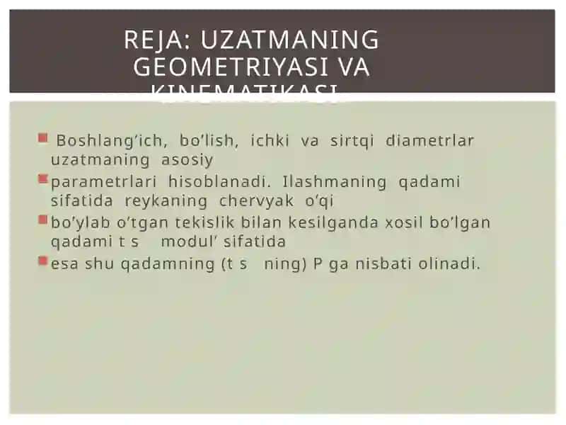 Chervyakli Uzatmaning Kinematikasi va Geometriyasi 4