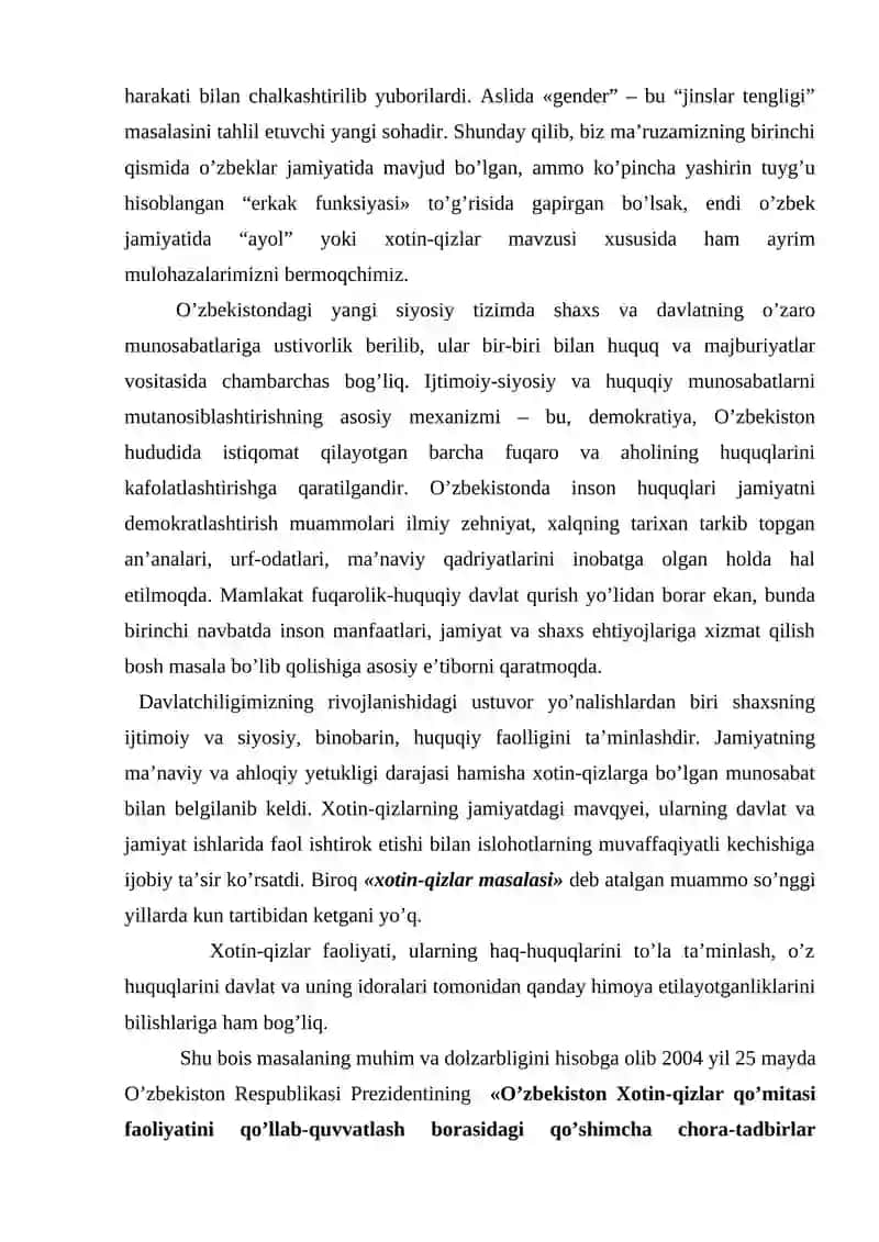 O’ZBEKISTON AYOLLAR QO’MITASI FAOLIYATI 4