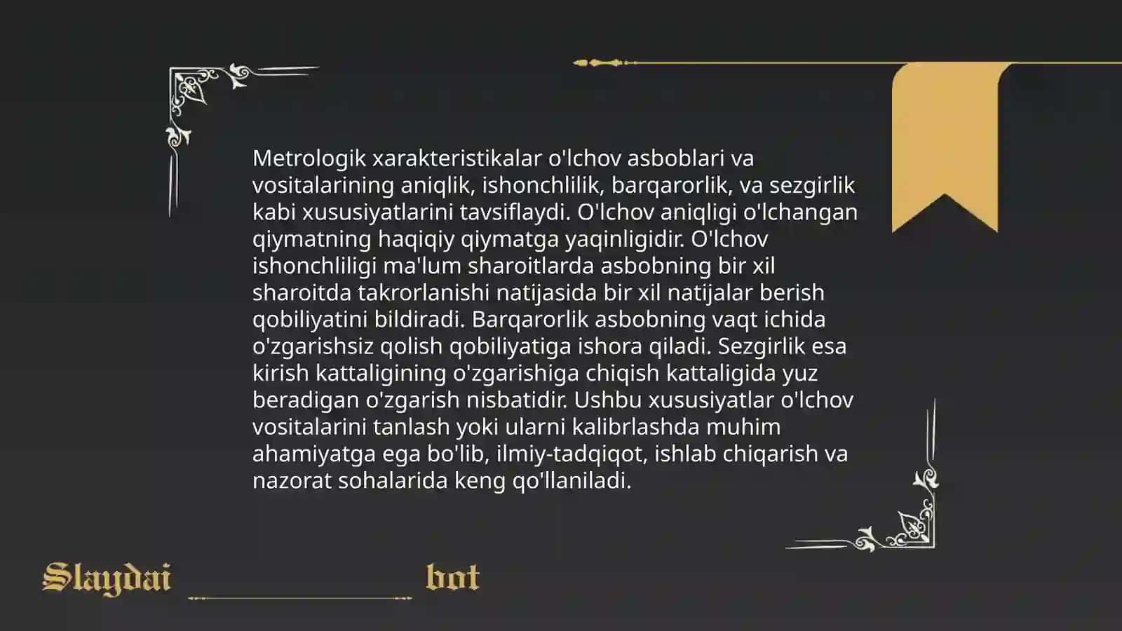 O'lchash vositalarining metrologik xarakteristikalari 4