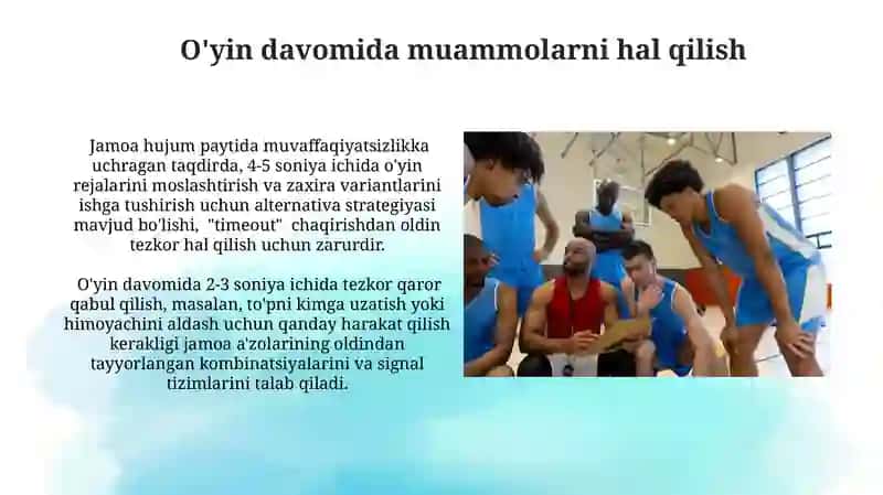 Basketbol óyinda jamoaviy harakatlanish texnikasi 4