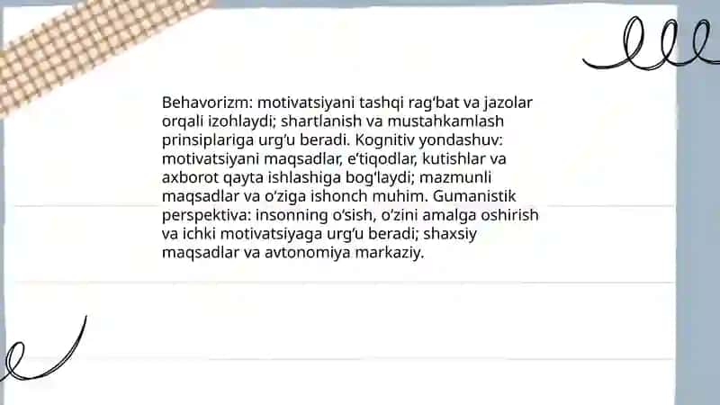 Xorij psixologiyasida motiv va motivatsiya muammosi 4