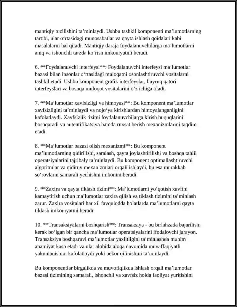 MAʼLUMOT BAZASI TIZIMINING ARXITEKTURASI 4