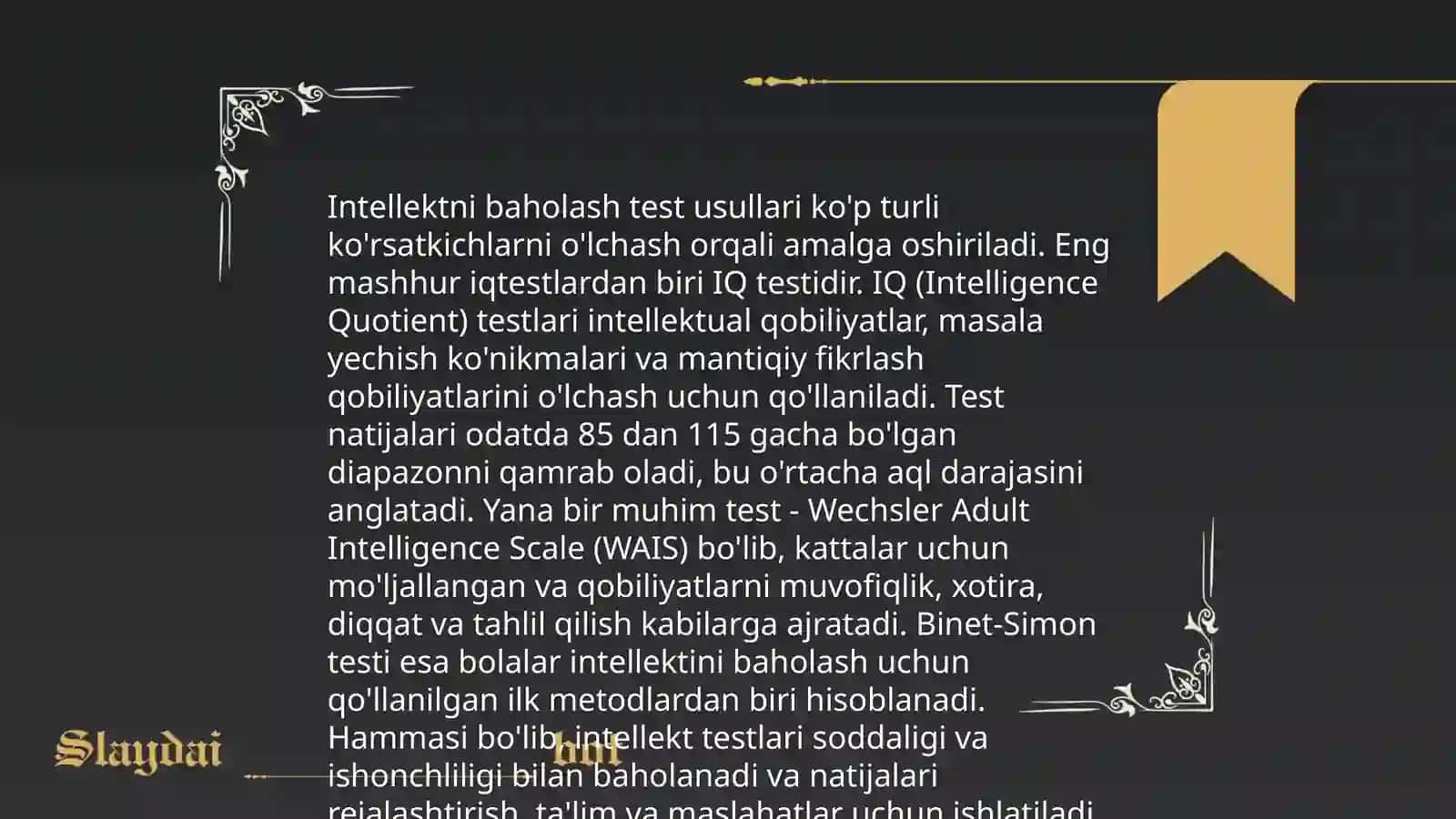 Zamonaviy psixologiya tarmoqlarida tadqiqot metodlarini qo'llanishi; Test metodi 4