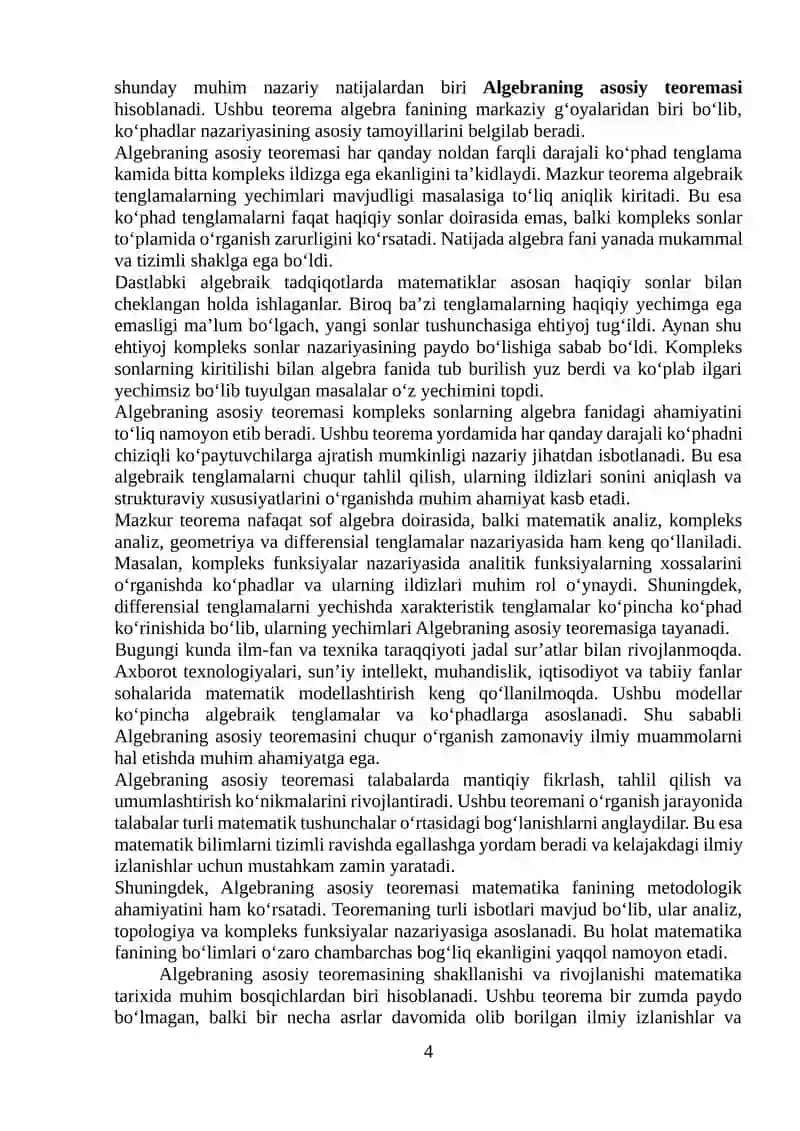 ALGEBRANING ASOSIY TEOREMASI 4