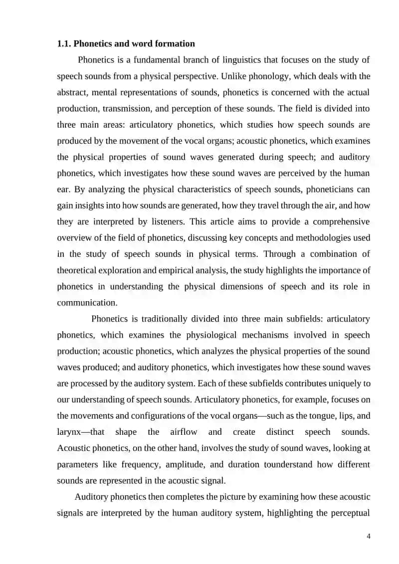 PHONETIC AND ANALYTICAL ASPECTS OF WORDS COURSE WORK 4
