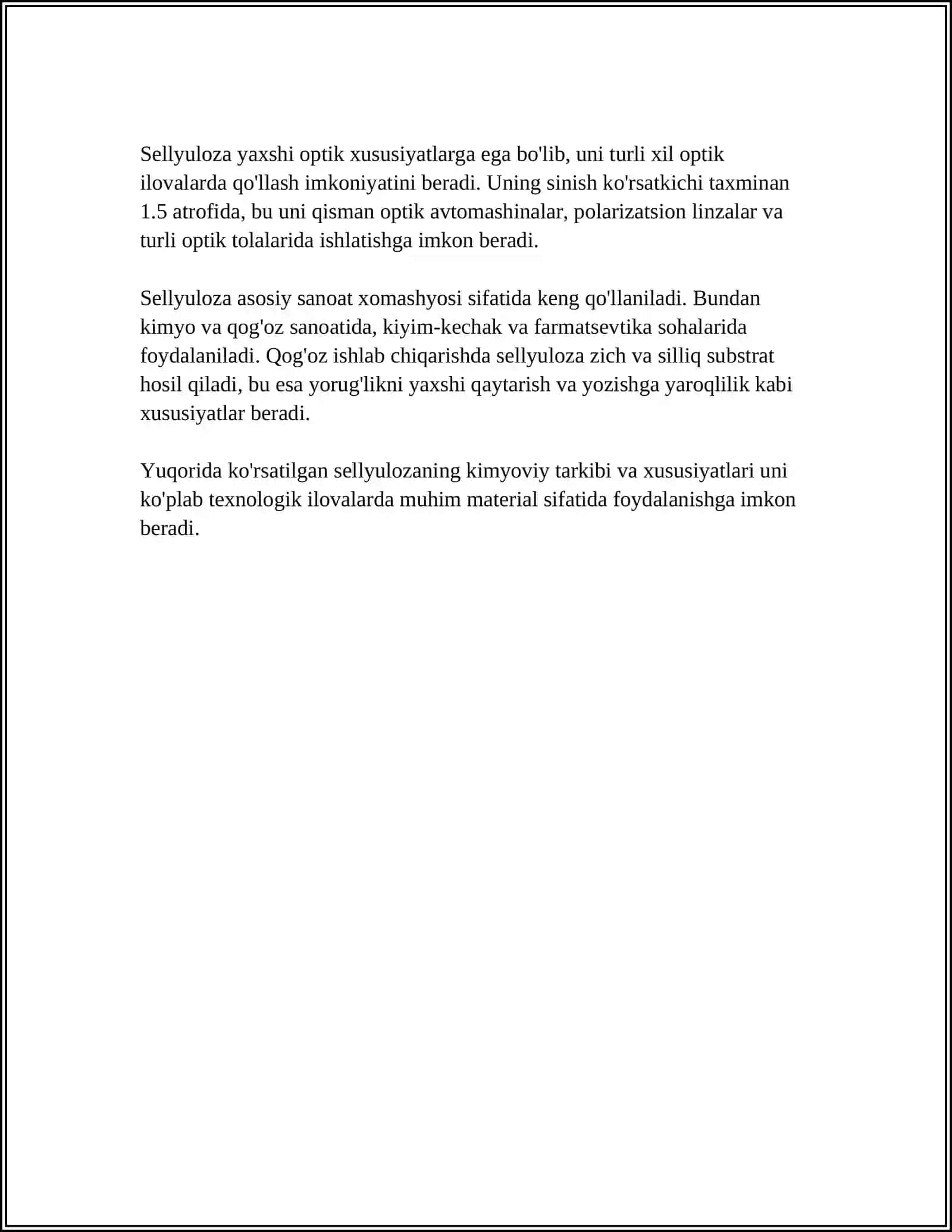 SELLYULOZA ODDIY VA MURAKKAB EFIRLAR TEXNOLOGIYASI FANINING MAZMUNI, PREDMETI VA METODI 4