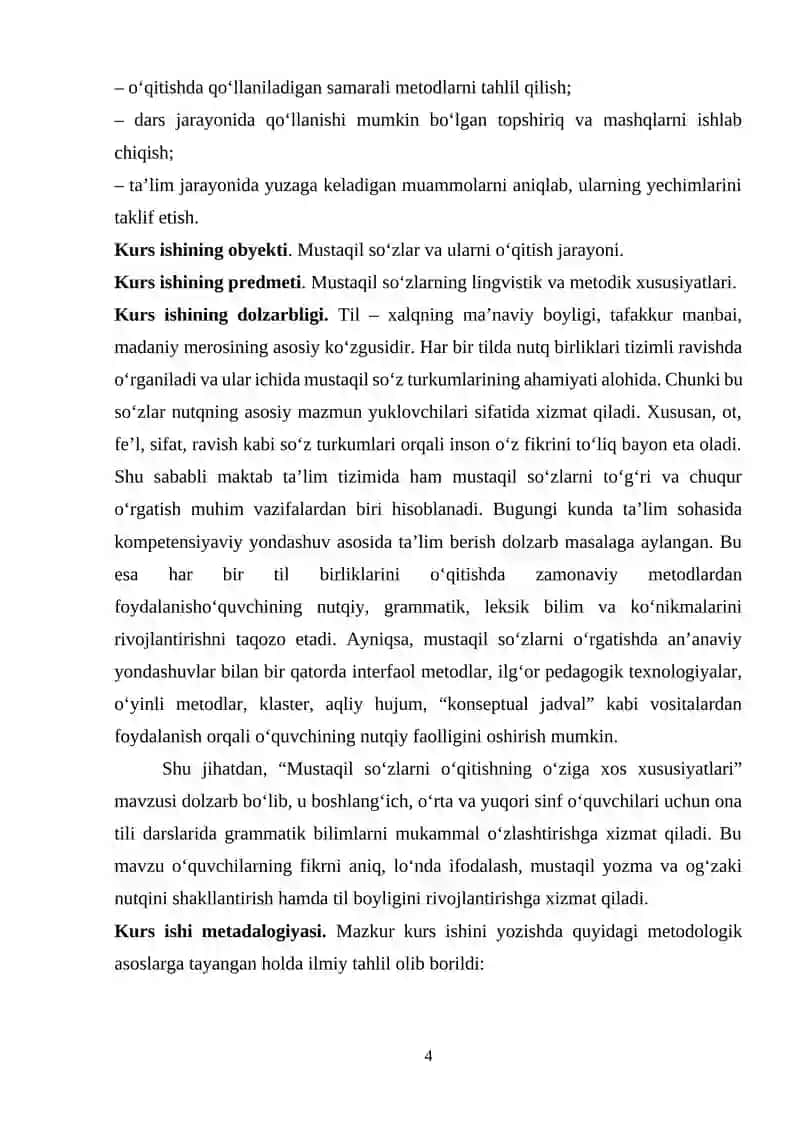"Mustaqil so‘zlarni o‘qitishning o‘ziga xos xususiyatlari" 4