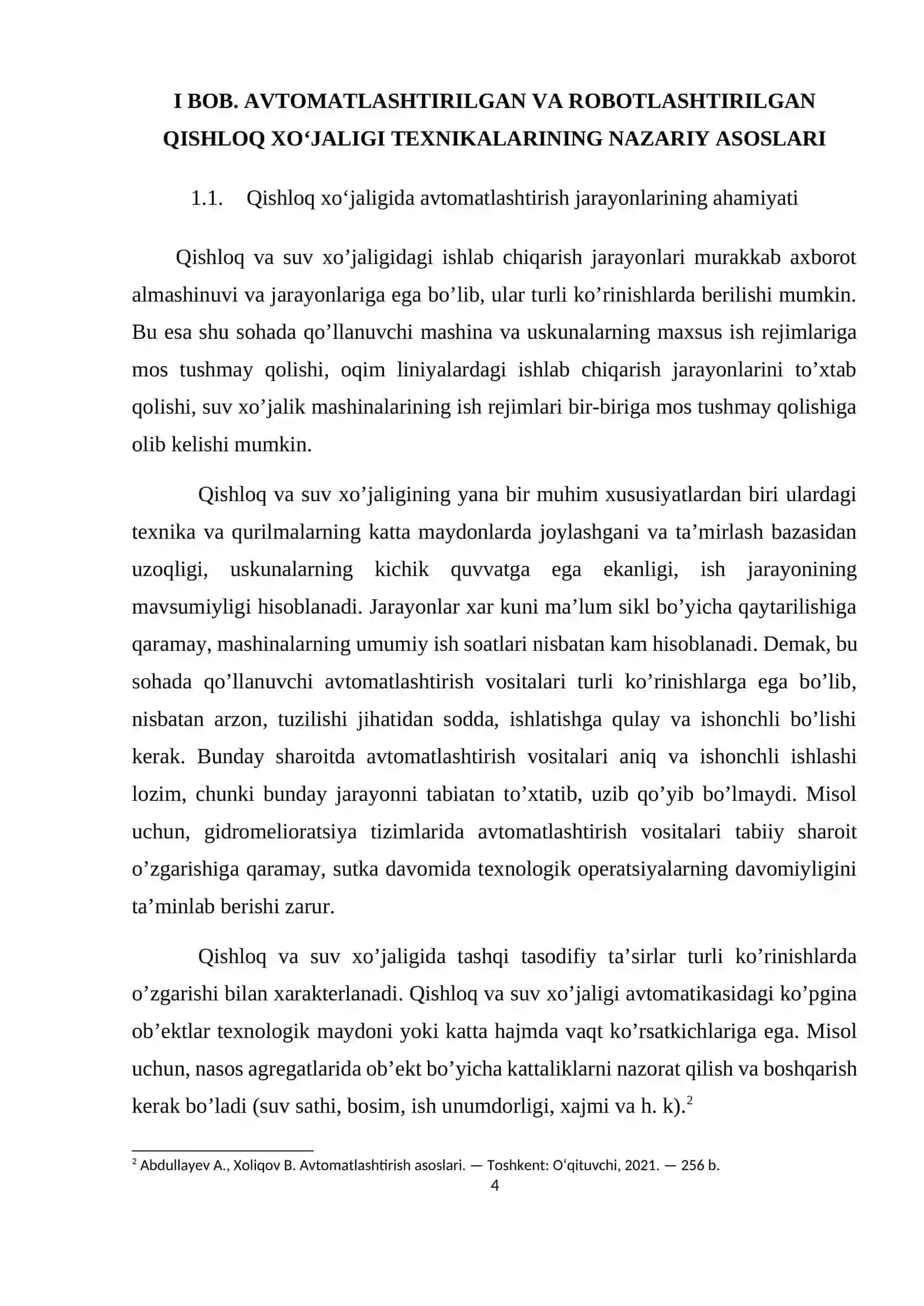 Avtomatlashtirilgan va robotlashtirilgan qishloq xo‘jaligi texnikalarini loyihalash 4