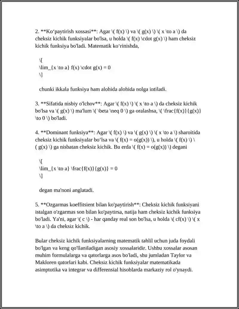 AJOYIB LIMITLAR.CHEKSIZ KICHIK FUNKSIYALAR 4
