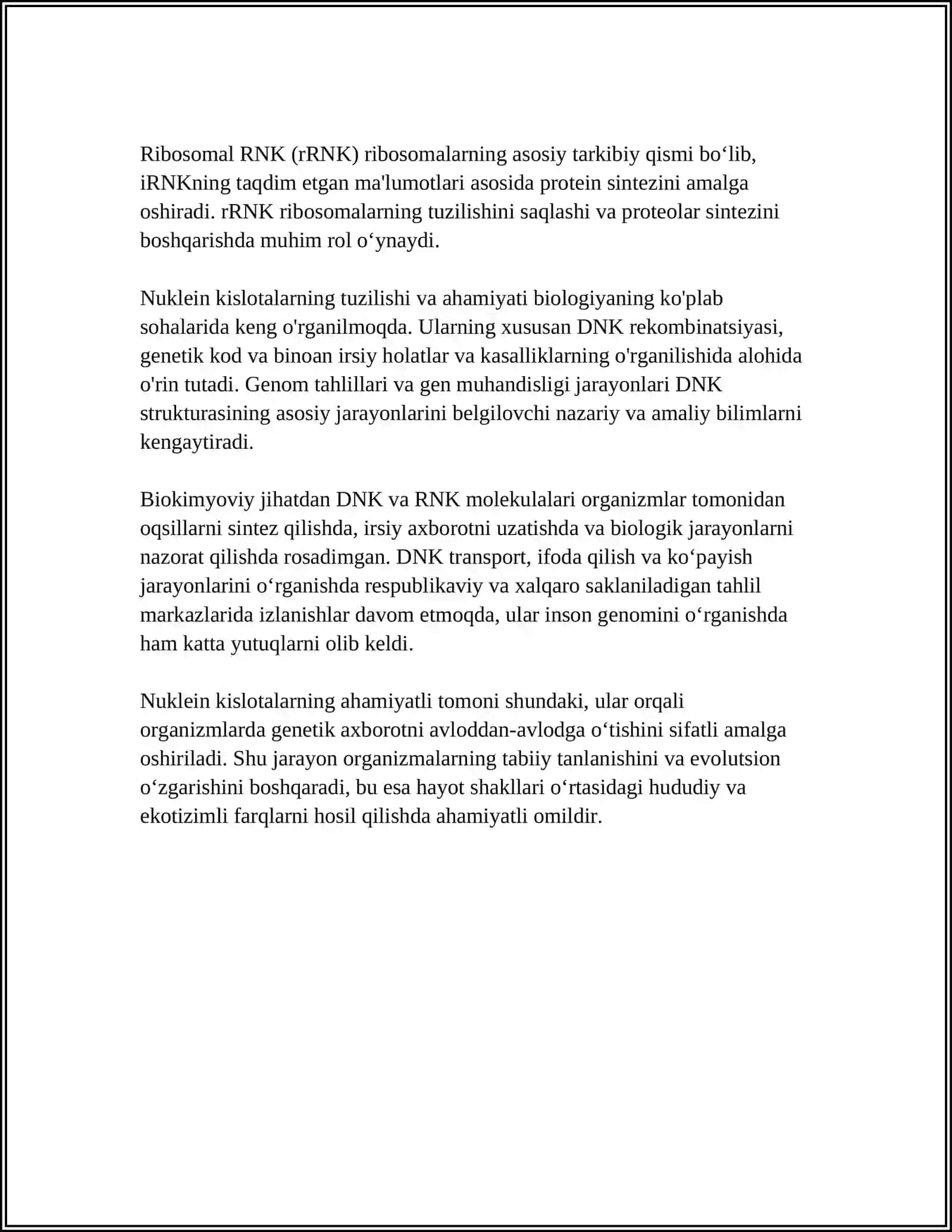 Nuklein kislotalar: umumiy tushuncha va turlari (DNK va RNK) 4