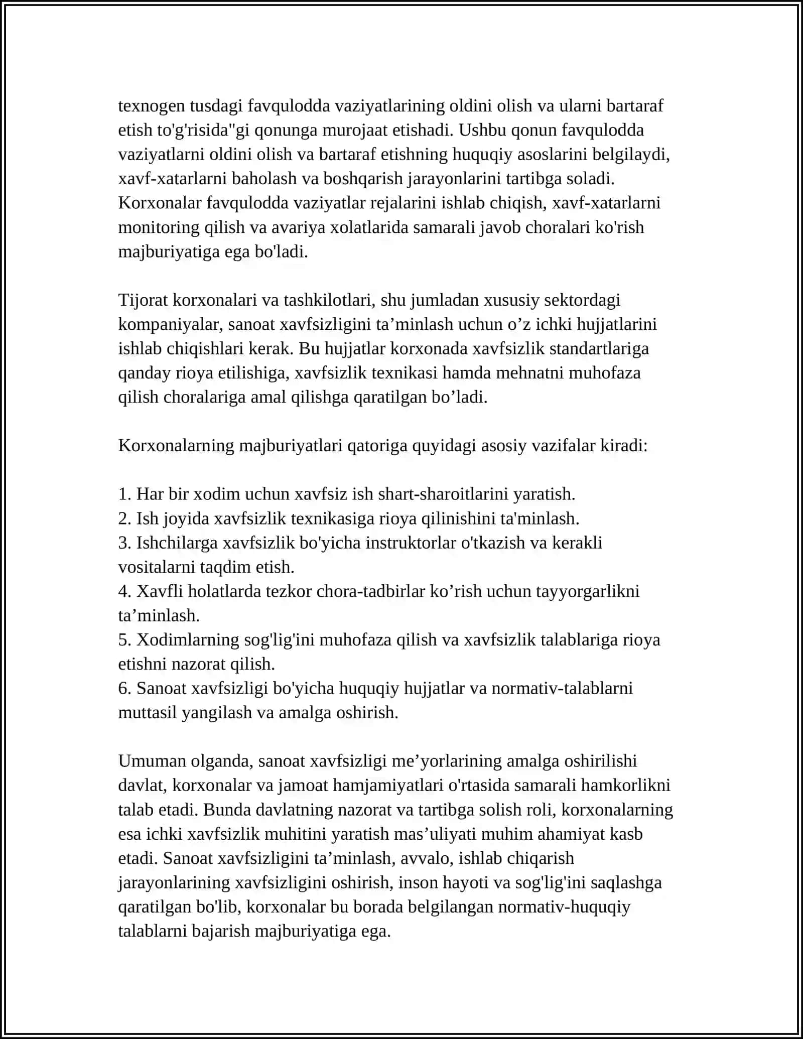 KORXONALARNING SANOAT XAVFSIZLIGINI TA‘MINLASHDA MAJBURIYATLARI 4