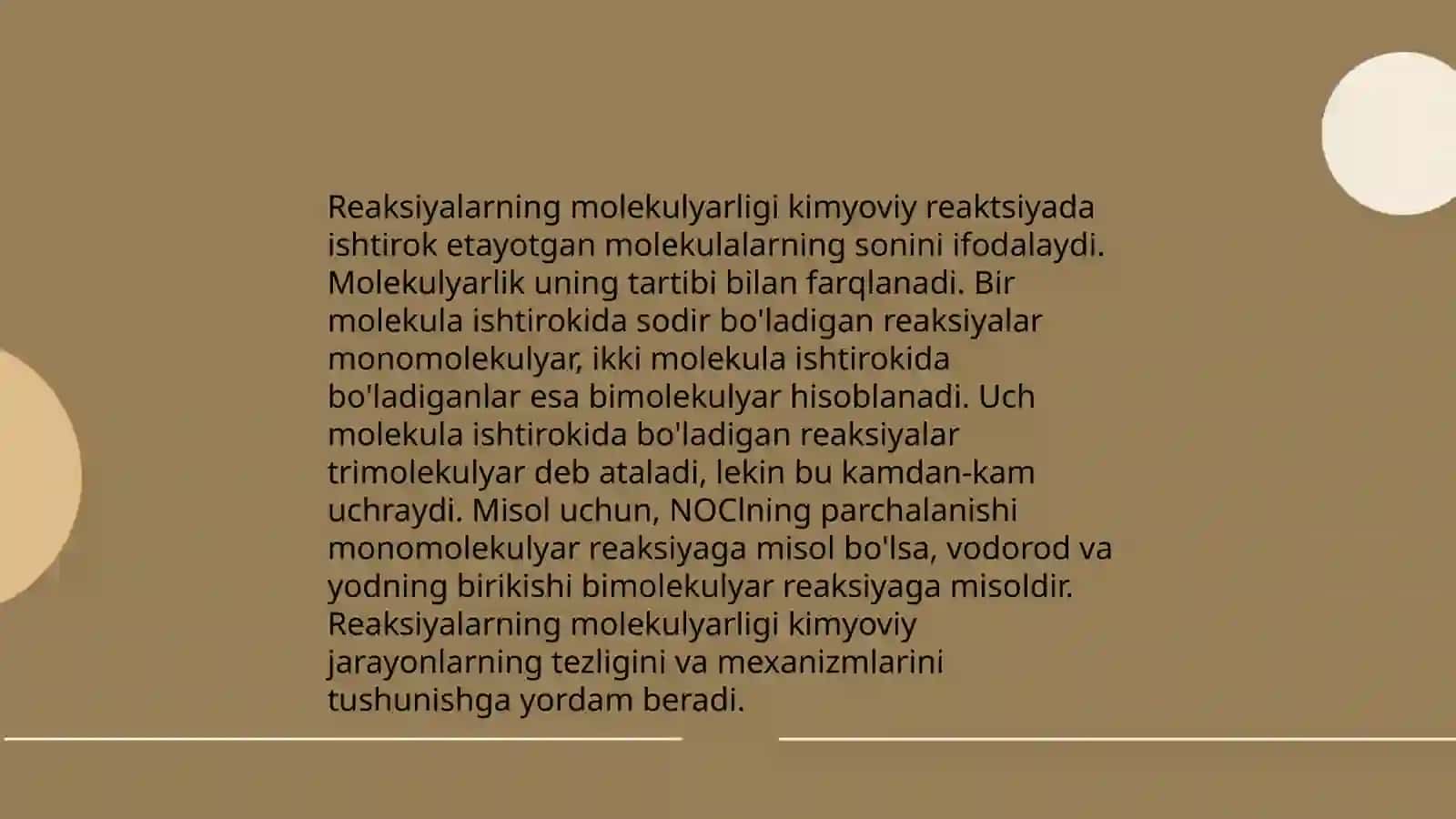 Reaksiyalarning tartibi va molekulyarligi boʻyicha tabaqalanishi 4