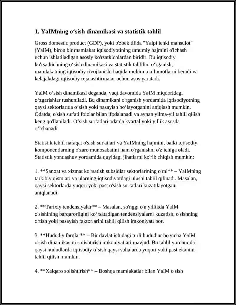 MAKROIQTISODIY KO'RSATKICHLAR DINAMIKASI;STATISTIK YONDASHUV 4