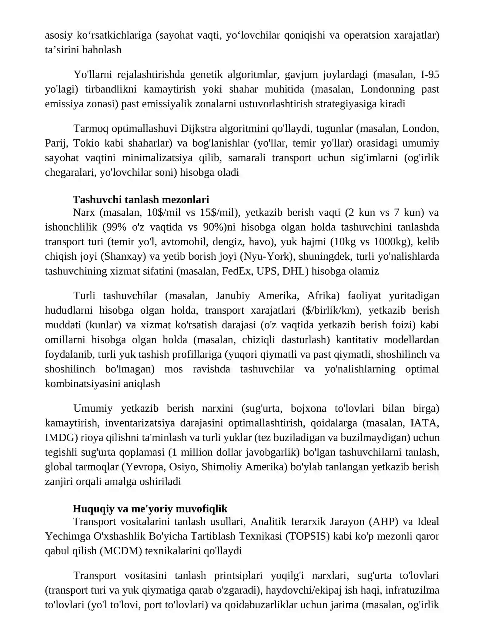 Transport turlarini tanlash tamoyillari va uslublari 4