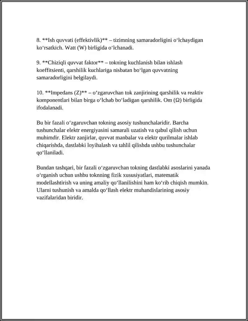 BIR FAZALI OʻZGARUVCHAN TOK ELEKTR ZANJIRLARI 4
