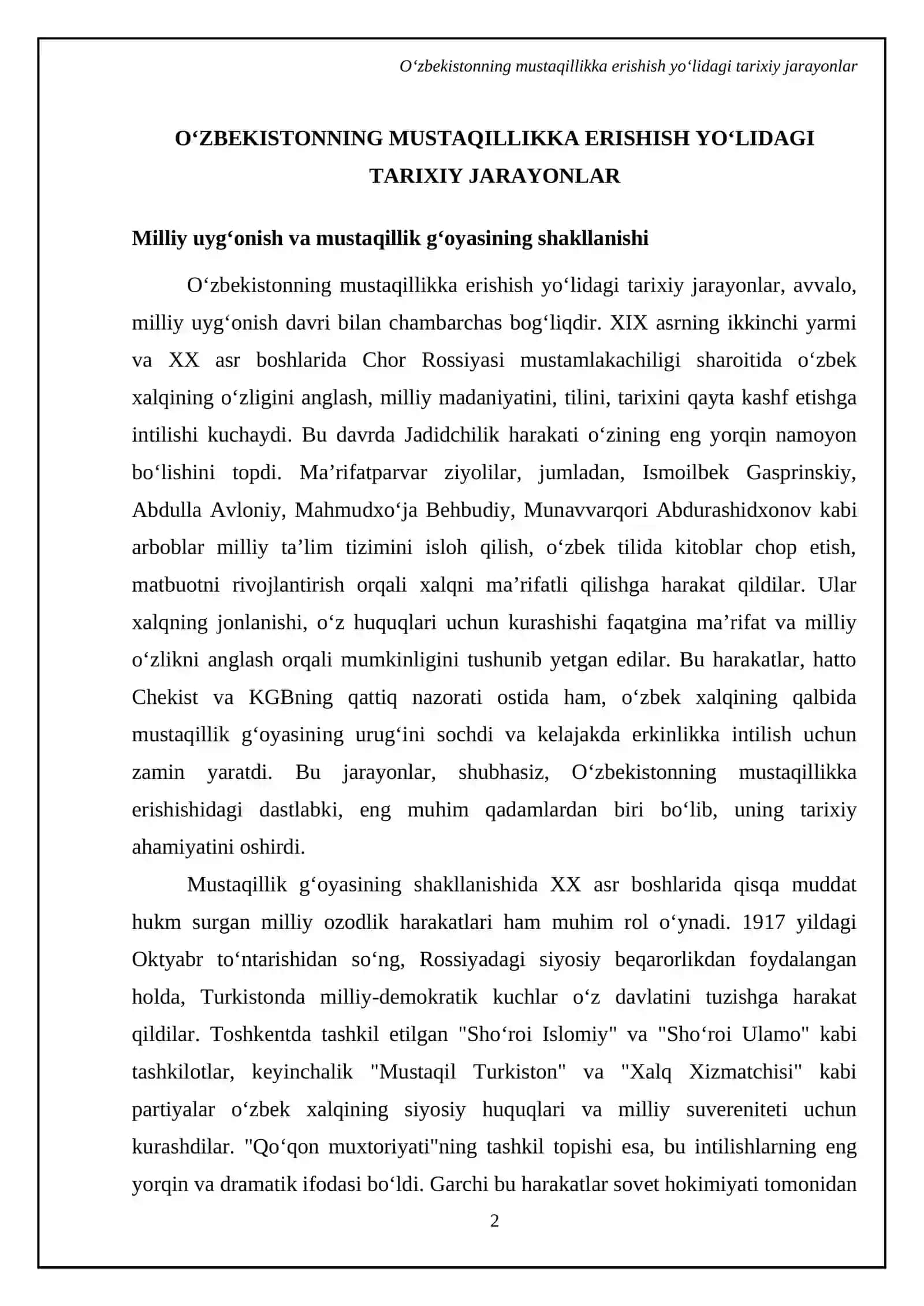 Mustaqil Ozbekiston Respublikasining tashkil topishi va uningtarixiy ahamiyati 4