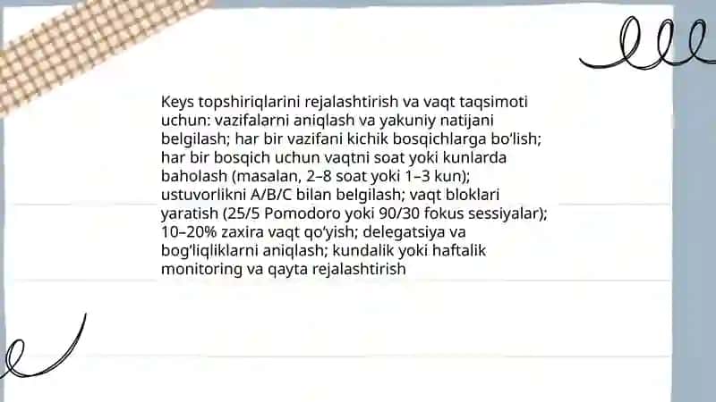 Keys topshiriqlarini bajarish 4