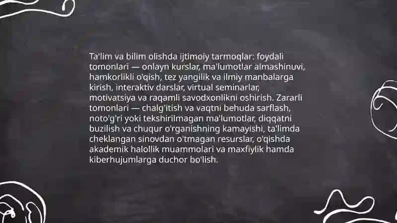 Ijtimoiy tarmoqlarning foydali va zararli tomonlari taqqoslash 4