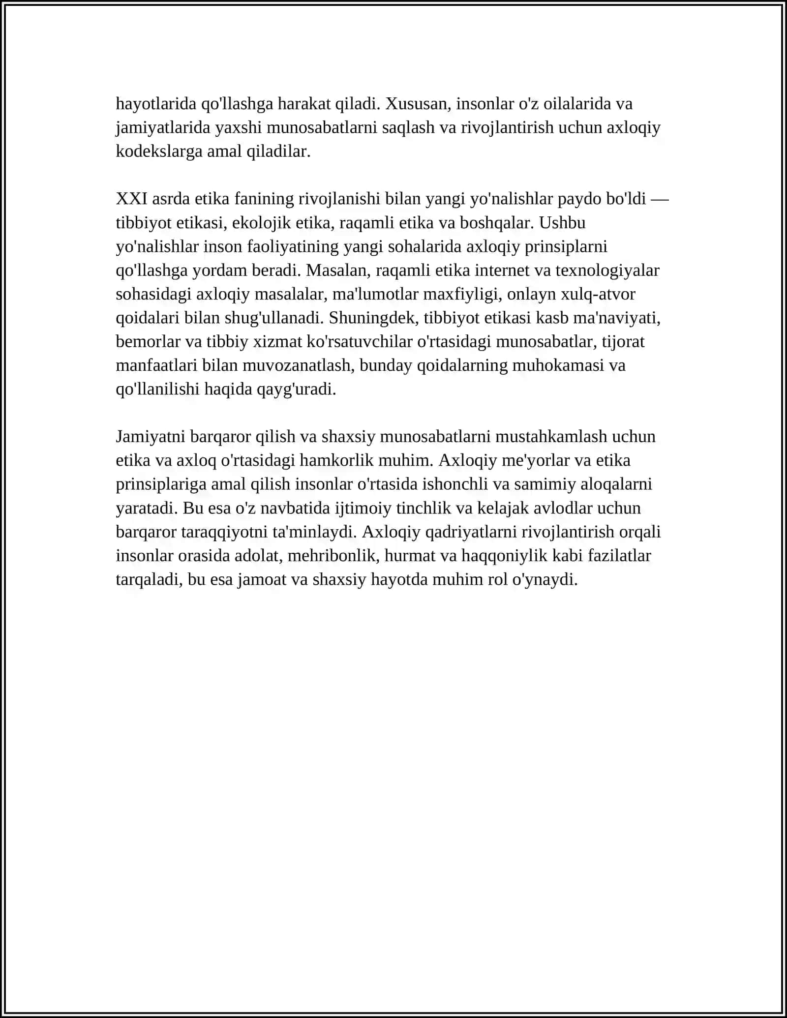 ETIKANING MOHIYATI VA AHAMIYATI.ZAMONAVIY AXLOQIY TARBIYADA KOSMOPOLITIZMGA MOYILLIK 4