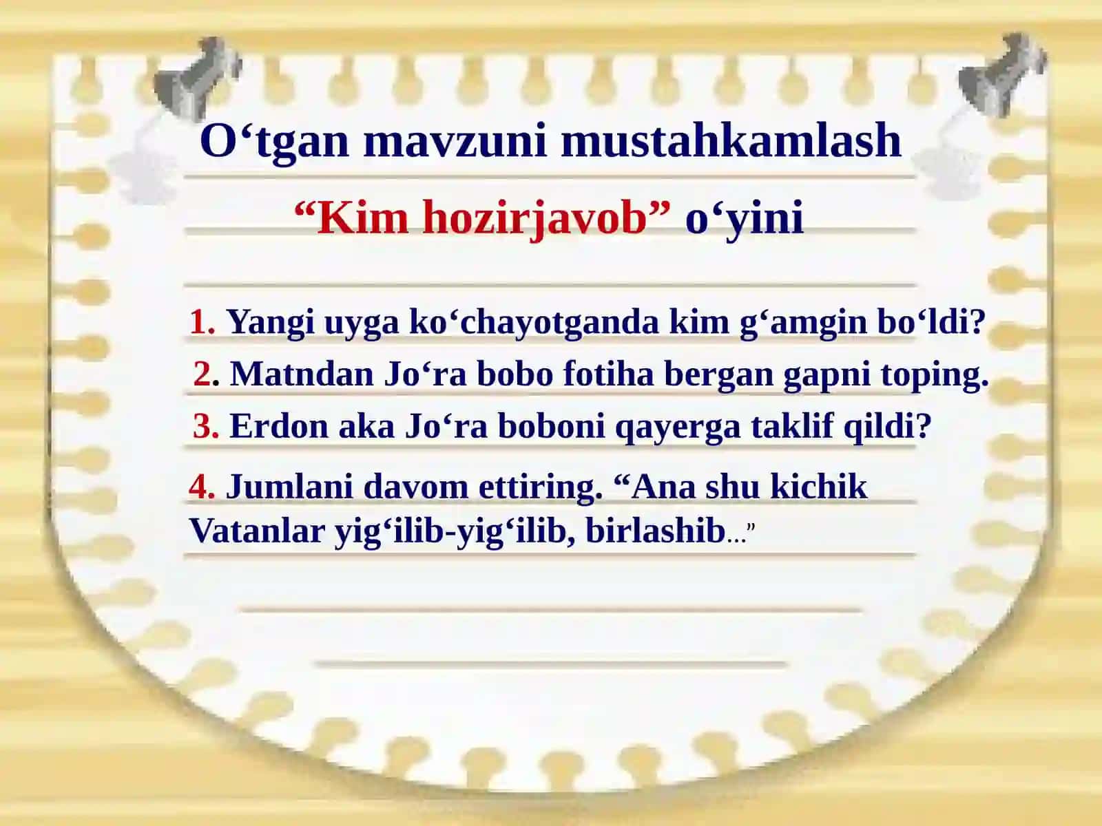 4-sinf o‘qish fanidan taqdimoti 4
