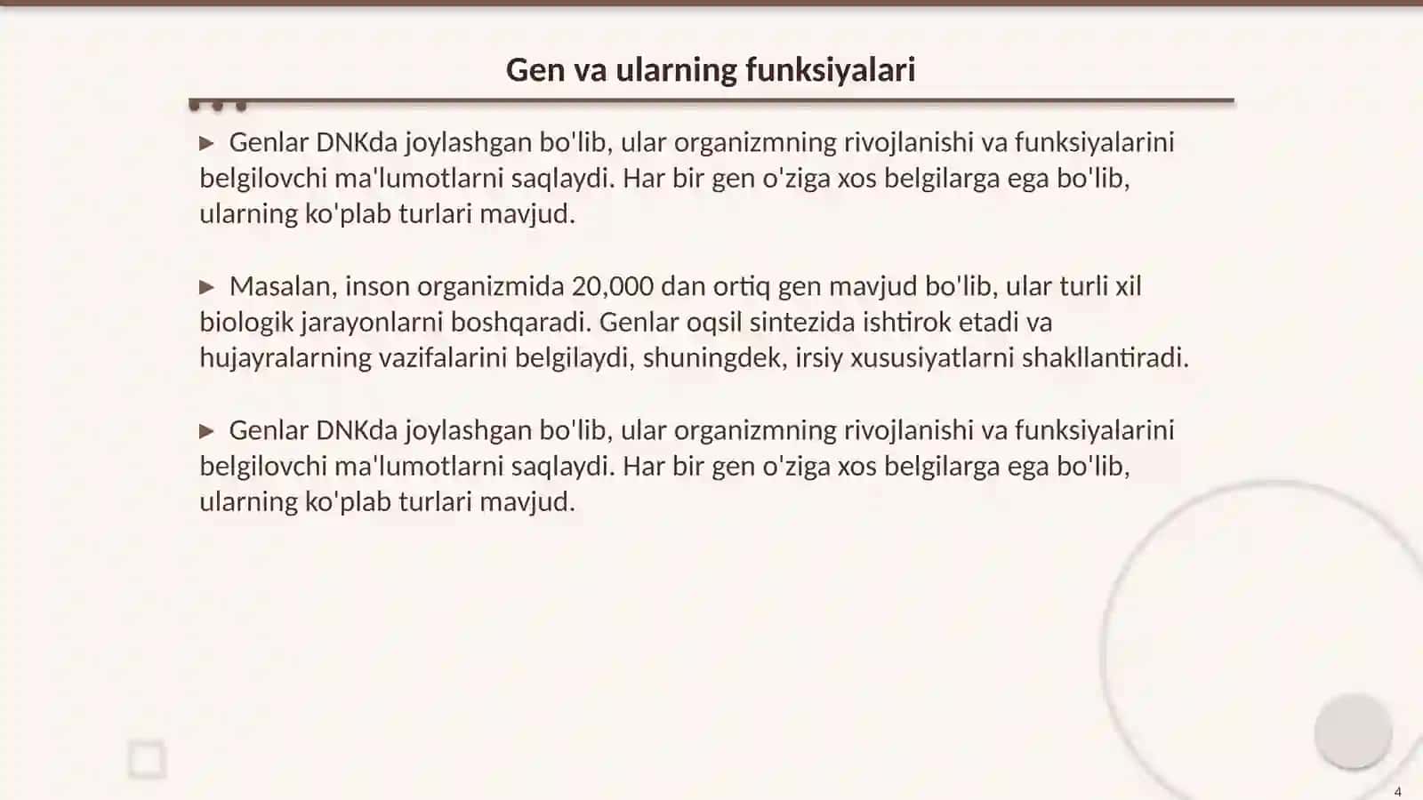 Odam genetikasi va uning o'ziga xos tamonlari.Genealogik usul. Irsiylanish hollari.Odamlarda yaxshi o'rganilgan dominant va resessev belgilar 4