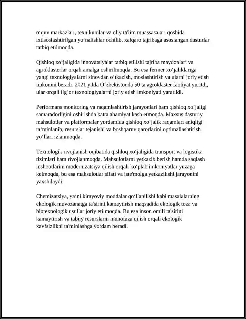 QISHLOQ XOʻJALIGI VA SANOAT SOHASIDAGI OʻZGARISHLAR 4