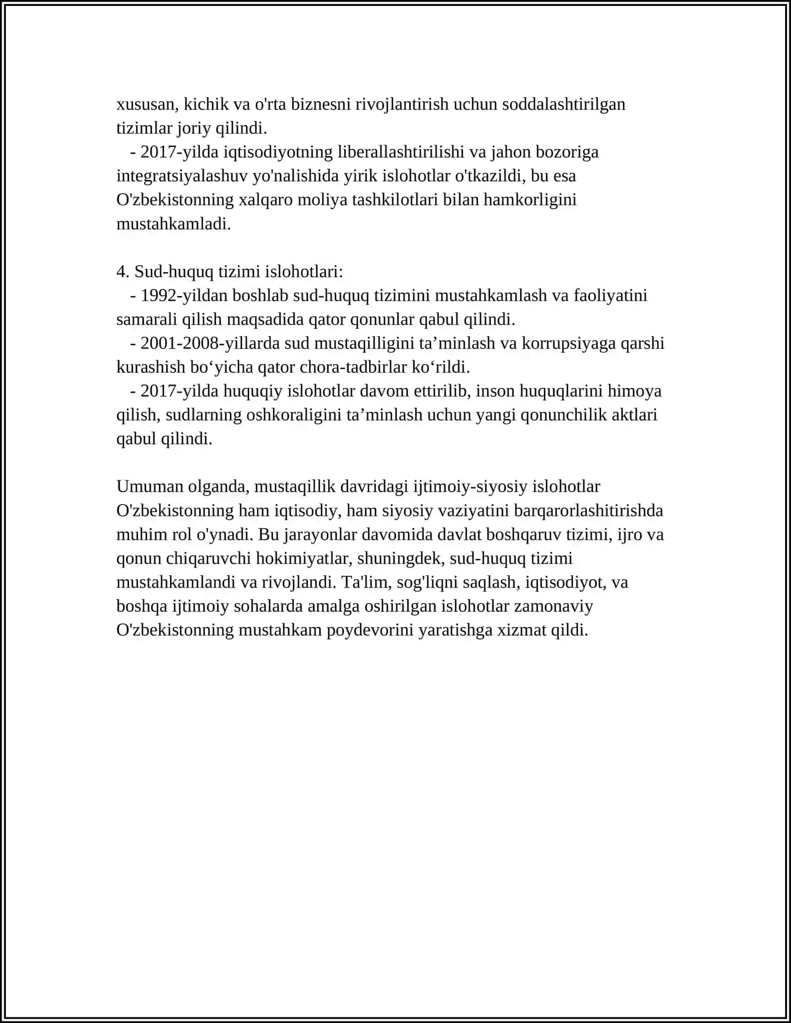 O'ZBEKISTONNING IJTIMOIY-SIYOSIY RIVOJLANISH STRATEGIYASI:YANGILANISH VA TARAQQIYOT YO'LI 4