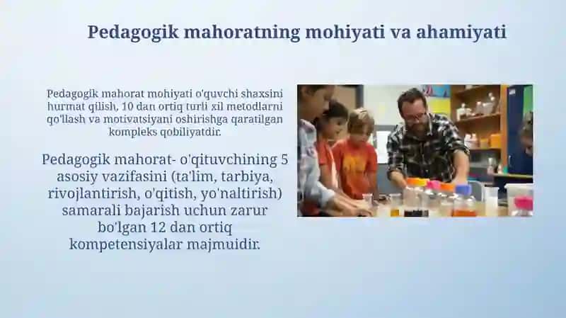 Óqituvchi faoliyatida pedagogik mahorat 4